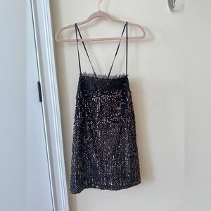 Free People Black Sequin Mini Dress